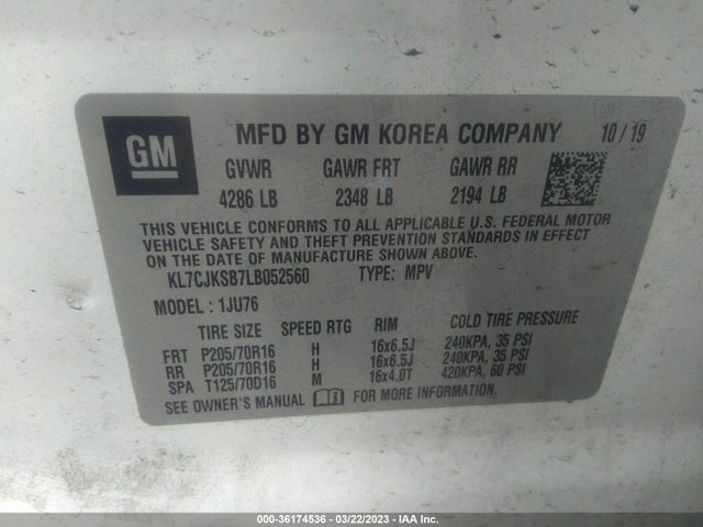 Chevrolet TRAX LS 2020 KL7CJKSB7LB052560 Image 9