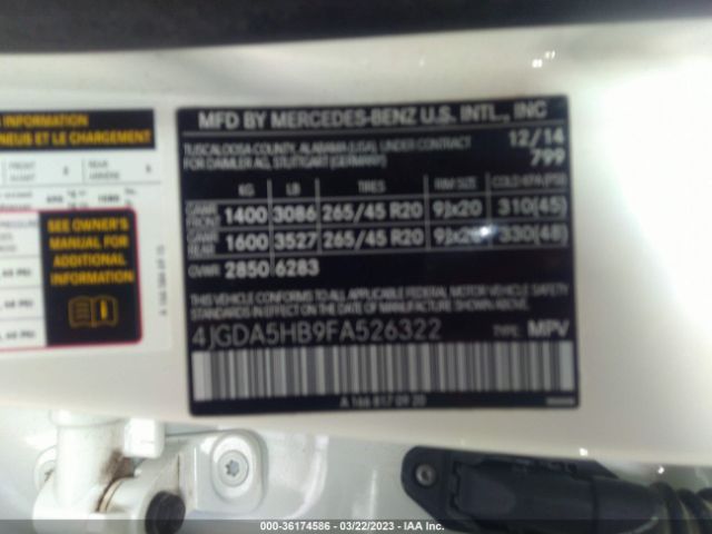 4JGDA5HB9FA526322 Mercedes-Benz M-class Ml 350
