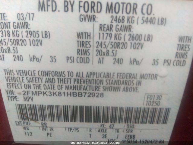 2FMPK3K81HBB72928 Ford Edge Titanium