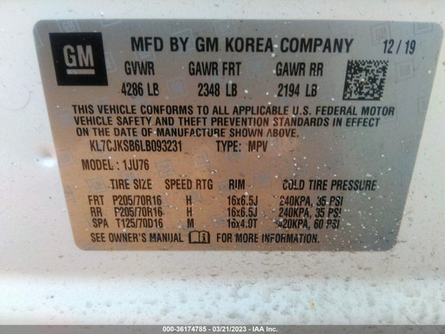Chevrolet TRAX LS 2020 KL7CJKSB6LB093231 Image 9