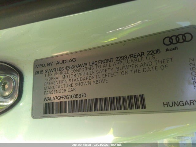 WAUA7GFF2G1005870 Audi A3 1.8t Premium