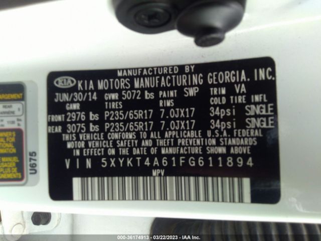 5XYKT4A61FG611894 KIA SORENTO LX