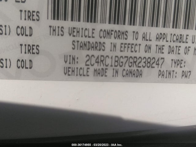 2C4RC1BG7GR238247 Chrysler Town & Country Touring