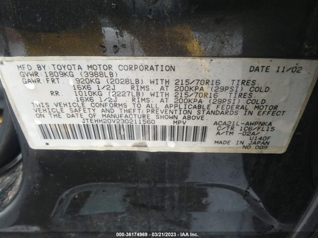 Toyota RAV4 2003 JTEHH20V230211560 Image 9