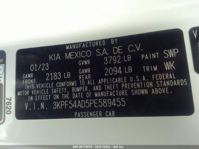 3KPF54AD5PE589455 KIA Forte Gt-line