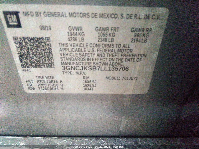 Chevrolet TRAX LS 2020 3GNCJKSB7LL135706 Image 9