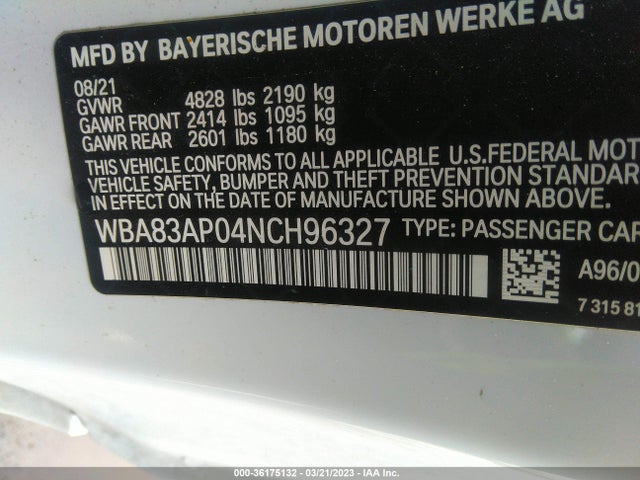 BMW 4 Series M440i 2022 аукцион фото
