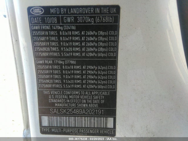SALSK25489A202191 Land Rover Range Rover Sport Hse