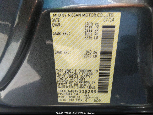 Nissan Altima 2.5 S 2015 1N4AL3AP8FN318295 Image 10