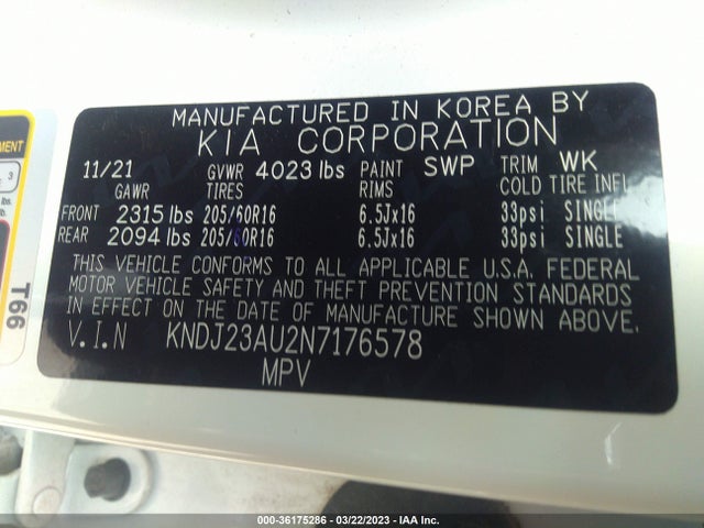 KIA SOUL LX 2022 KNDJ23AU2N7176578 Image 10