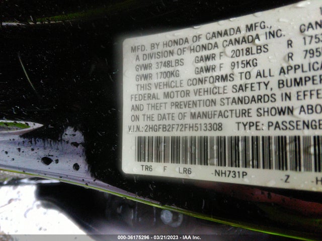 Honda Civic Sedan Se 2015 2HGFB2F72FH513308 Image 11