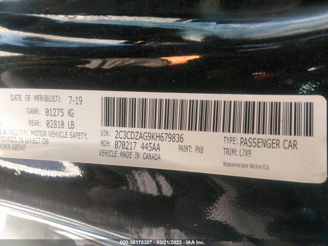 Dodge Challenger Sxt 2019 2C3CDZAG9KH679836 Image 11