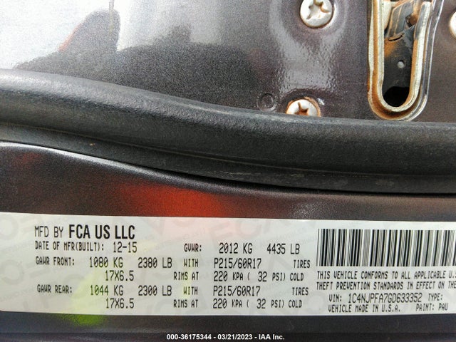 1C4NJPFA7GD633352 Jeep Patriot Latitude