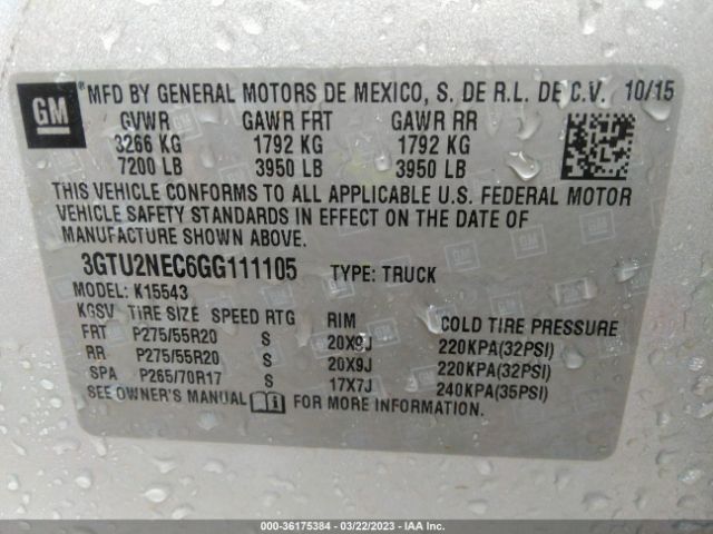 3GTU2NEC6GG111105 GMC Sierra 1500 Slt