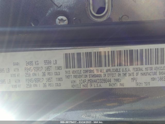 1C4PJMBX4KD328644 Jeep Cherokee Trailhawk