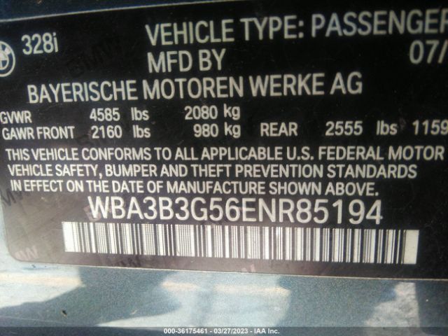 WBA3B3G56ENR85194 BMW 3 Series 328i Xdrive