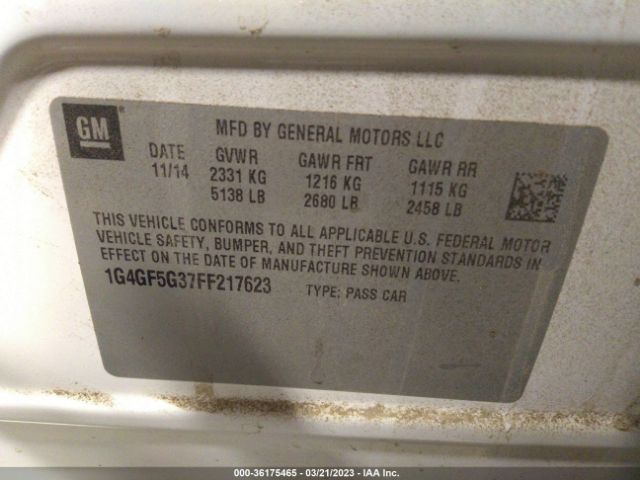 1G4GF5G37FF217623 Buick Lacrosse Premium Ii