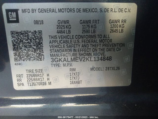 3GKALMEV2KL134848 GMC Terrain Sle