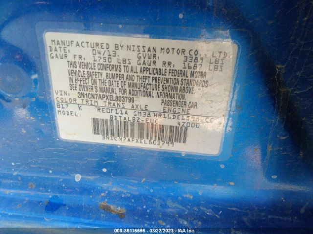 3N1CN7APXEL803799 Nissan VERSA SV