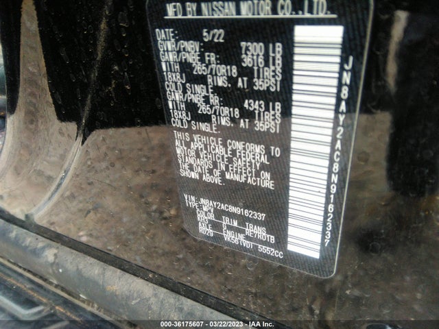 Nissan ARMADA SV 2022 JN8AY2AC8N9162337 Image 9