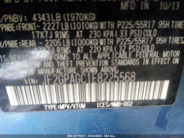 JF2GPAGC1E8225568 Subaru Xv Crosstrek Limited