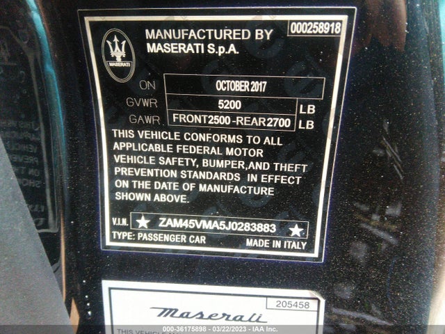 ZAM45VMA5J0283883 Maserati Granturismo Convertible Sport/mc
