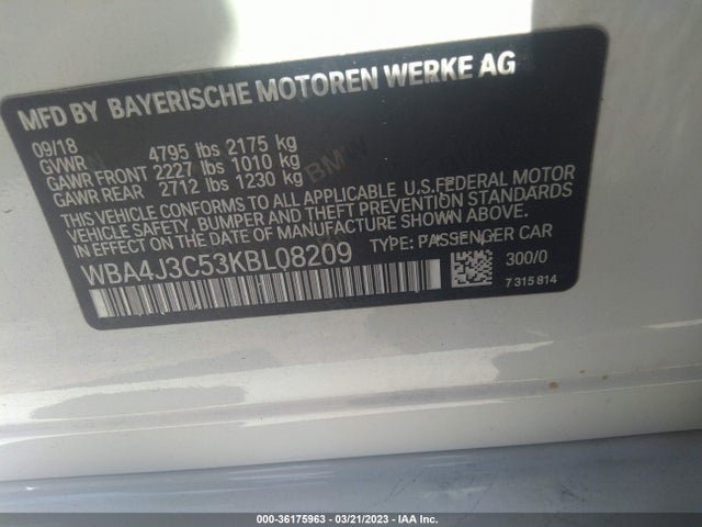 2019 BMW 4 Series, VIN: WBA4J3C53KBL08209