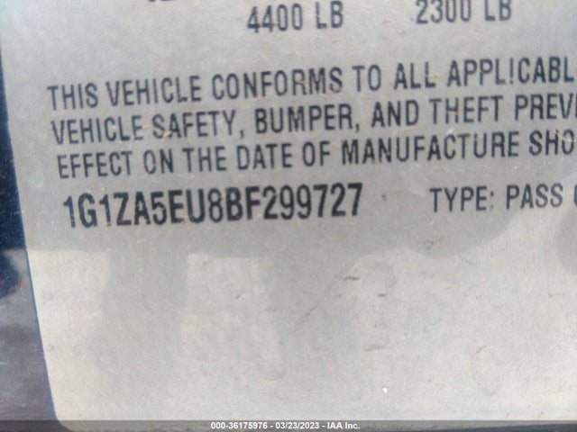 2011 CHEVROLET MALIBU LS W/1FL VIN: 1G1ZA5EU8BF299727