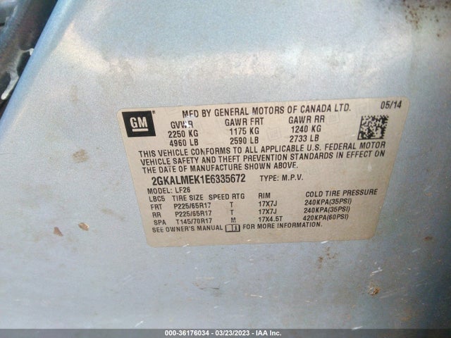 GMC Terrain Sle 2014 2GKALMEK1E6335672 Image 9