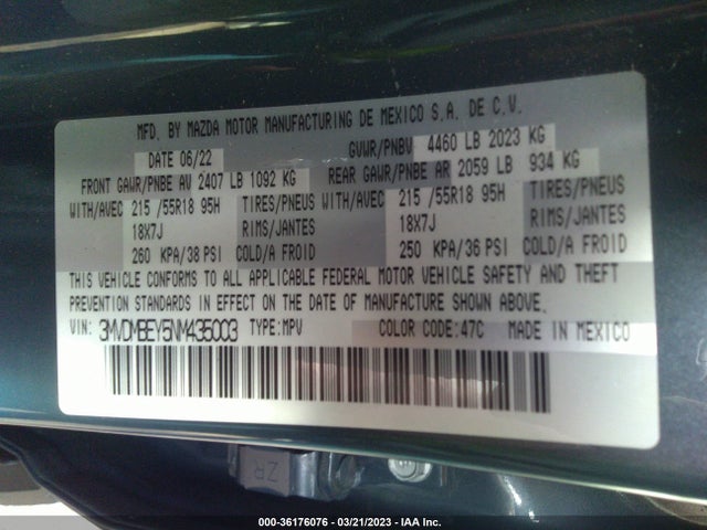2022 MAZDA CX-30 2.5 TURBO PREMIUM PLUS VIN: 3MVDMBEY5NM435003
