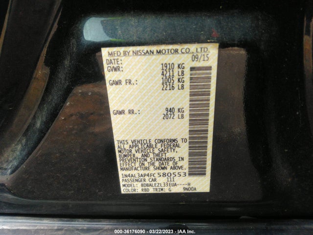 Nissan Altima 2.5 S 2015 1N4AL3AP4FC580553 Image 10