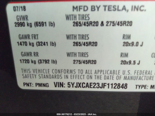 5YJXCAE23JF112848 Tesla Model X 75d/100d/p100d