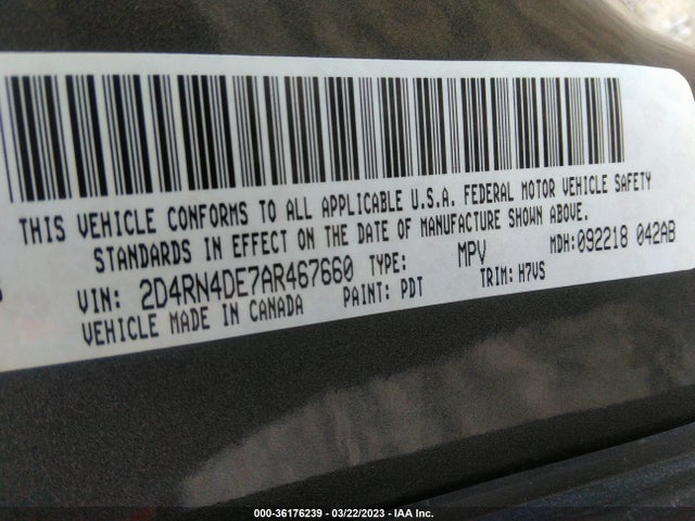 2010 DODGE GRAND CARAVAN SE VIN: 2D4RN4DE7AR467660