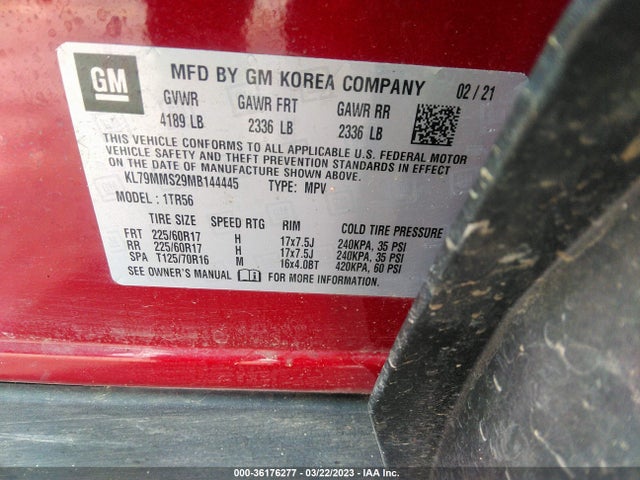 Chevrolet Trailblazer Ls 2021 KL79MMS29MB144445 Image 10