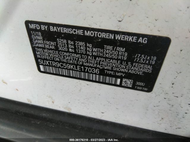 5UXTR9C59KLE17036 BMW X3 Xdrive30i
