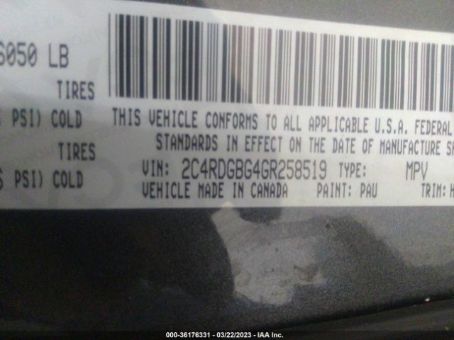 2C4RDGBG4GR258519 Dodge Grand Caravan Se