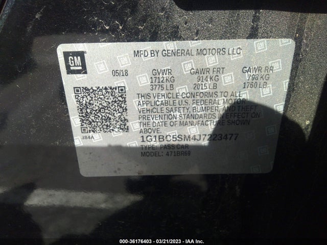 Chevrolet CRUZE LS 2018 1G1BC5SM4J7223477 Image 10