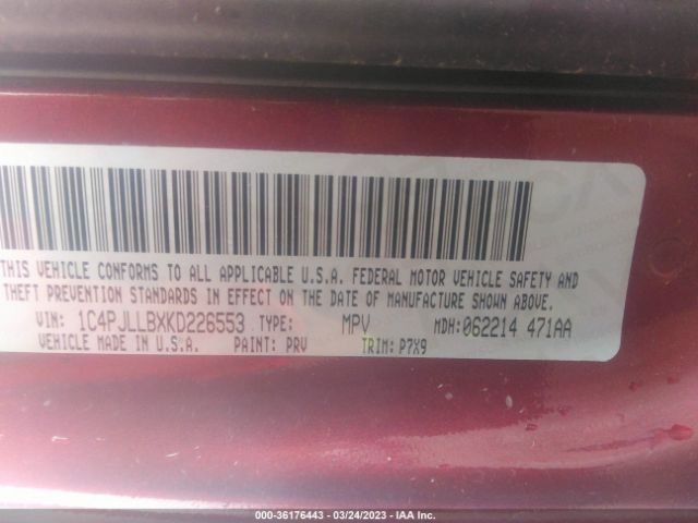1C4PJLLBXKD226553 Jeep Cherokee Latitude Plus
