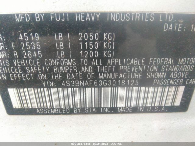 4S3BNAF63G3018125 Subaru Legacy 2.5i Premium