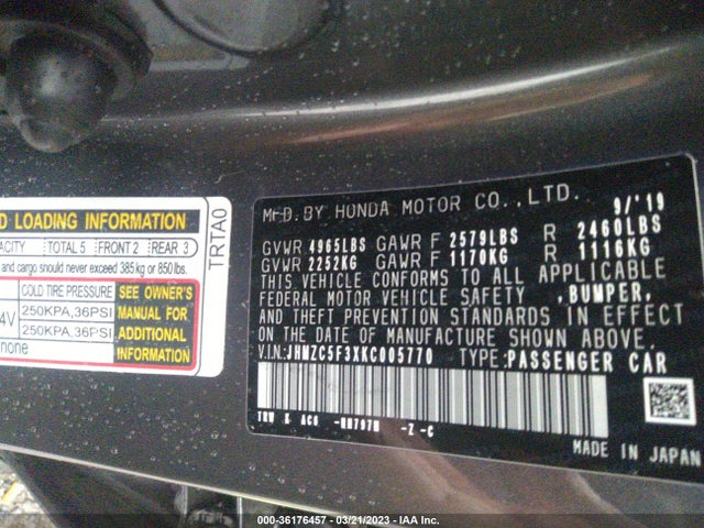 2019 Honda Clarity, VIN: JHMZC5F3XKC005770