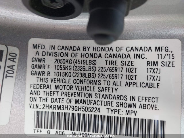 Honda Cr-v Ex-l 2016 2HKRM3H79GH505224 Image 11
