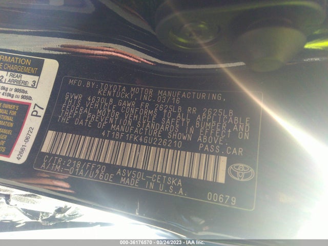 Toyota CAMRY SE 2016 4T1BF1FK4GU226210 Image 9