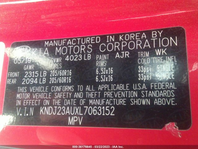 KNDJ23AUXL7063152 KIA SOUL S