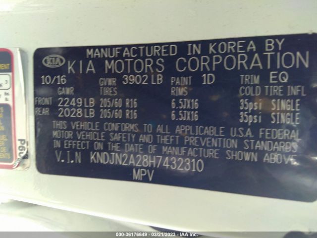 KNDJN2A28H7432310 KIA Soul Base