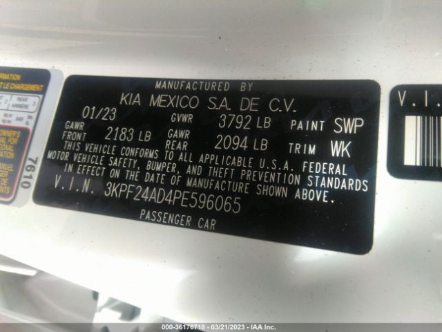 3KPF24AD4PE596065 KIA Forte Lxs