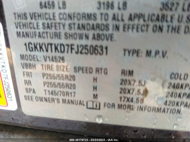 1GKKVTKD7FJ250631 GMC Acadia Denali
