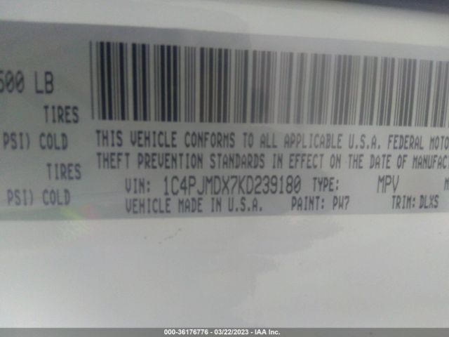 1C4PJMDX7KD239180 Jeep Cherokee Limited