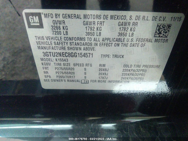 GMC Sierra 1500 Slt 2016 3GTU2NEC8GG154571 Image 9
