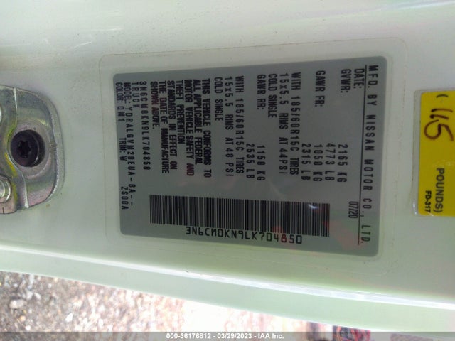 2020 Nissan NV 200, VIN: 3N6CM0KN9LK704850