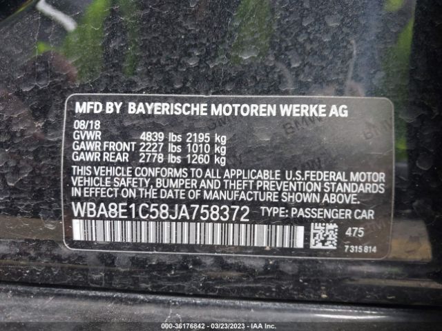 WBA8E1C58JA758372 BMW 3 Series 330e Iperformance